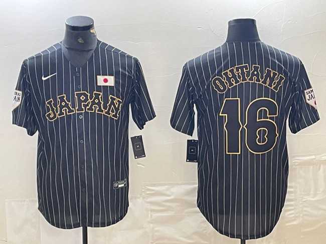 Mens Japan Baseball #16 Shohei Ohtani 2023 Black World Baseball Classic Stitched Jersey